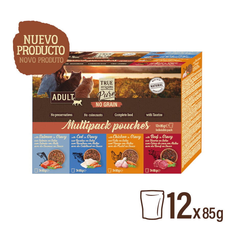 12 sobres x 85 g True Origins Pure Carne y Pescado Sobre para gatos &ndash; Multipack, , large indicador imagen numero 6