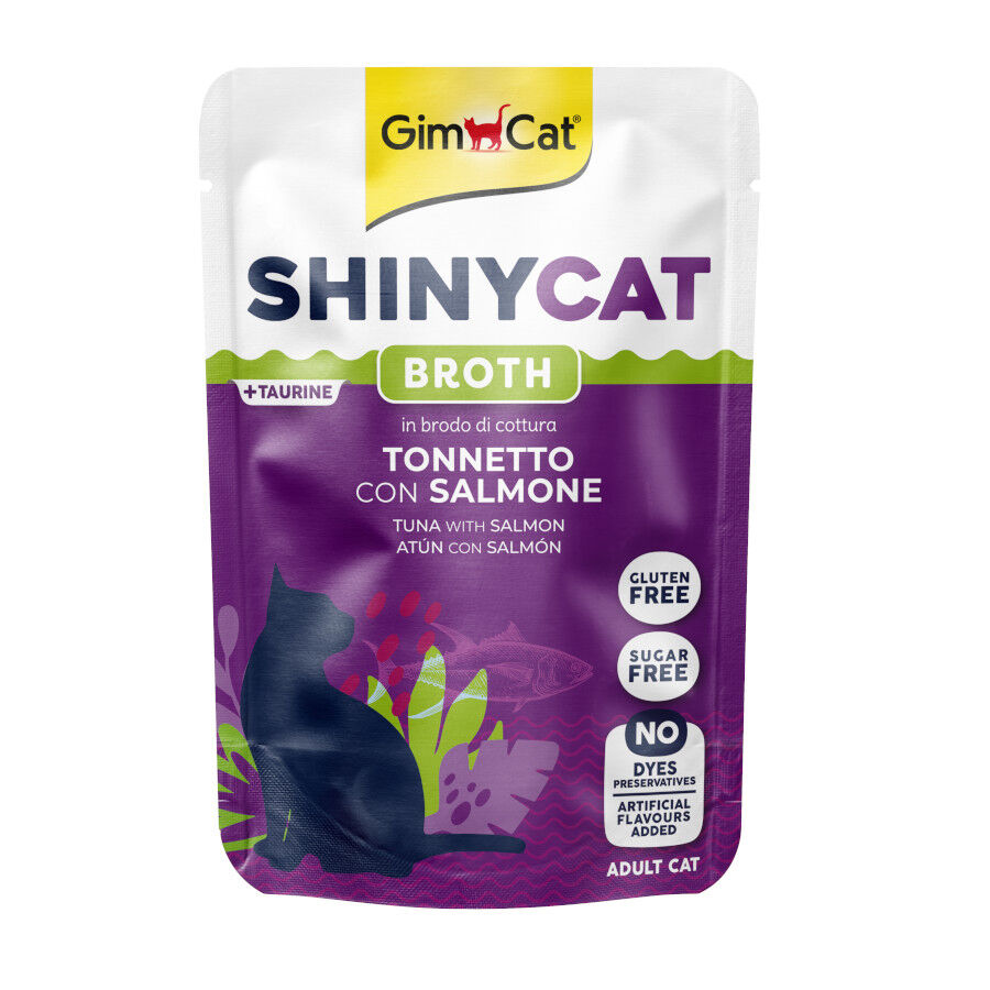 70 g GimCat at&uacute;n y salm&oacute;n en caldo sobre para gatos, , large Imagen numero 1