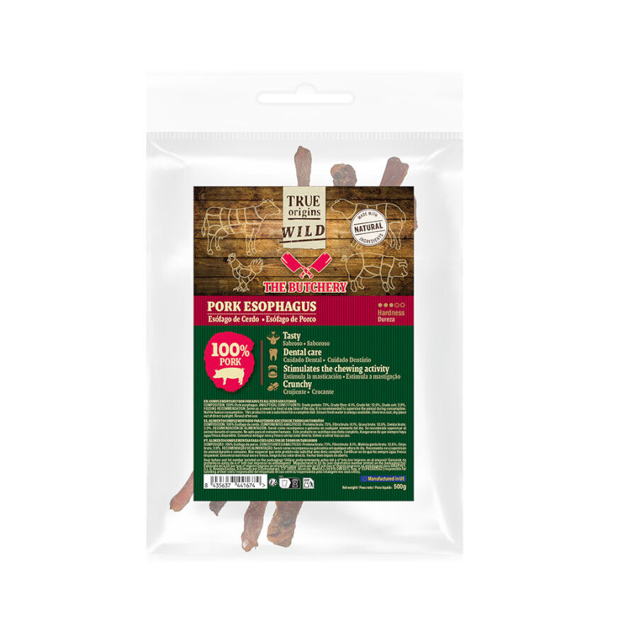 500 g True Origins Wild Es&oacute;fago Cerdo 15 cm Snack para perros, , large Imagen numero 2