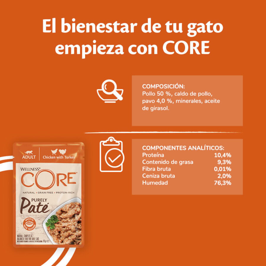 85 g Wellness Core Adult Pollo y Pavo en Pat&eacute; sobre para gatos, , large Imagen numero 5