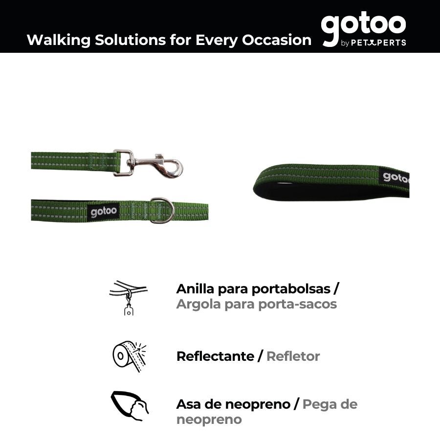 Gotoo Correa de nylon reflectante verde para perros, , large indicador imagen numero 3