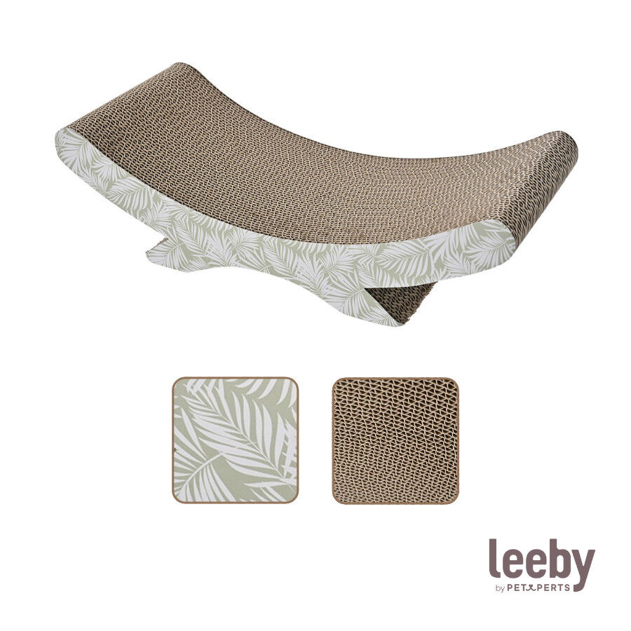 Leeby Remy Rocker rascador de cart&oacute;n horizontal con estampado de hojas para gatos, , large Imagen numero 8