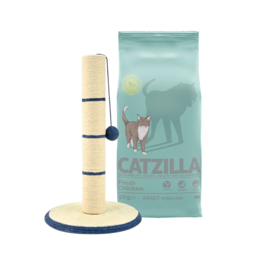 Rascador poste TK-Pet + 2 kg Pienso Catzilla adulto esterilizado para gatos &iexcl;Pack Ahorro!, , large indicador imagen numero 1
