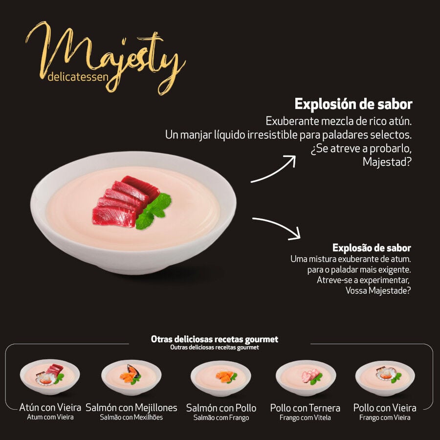 6 sobres x 15 g Majesty At&uacute;n snack l&iacute;quido para gatos, , large indicador imagen numero 4
