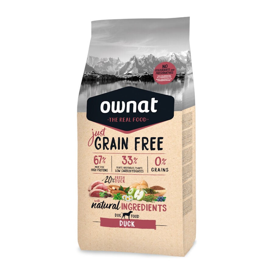 14 kg Ownat Just Grain Free Adulto Pato pienso para perros, , large Imagen numero 1