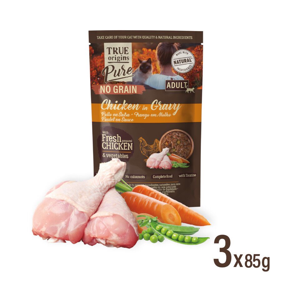 12 sobres x 85 g True Origins Pure Carne y Pescado Sobre para gatos &ndash; Multipack, , large indicador imagen numero 2
