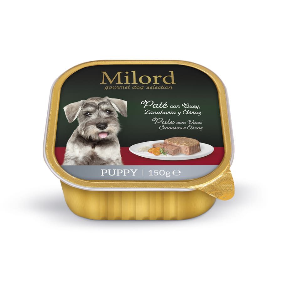 Milord Puppy Buey y Zanahorias con Arroz en pat&eacute; tarrina