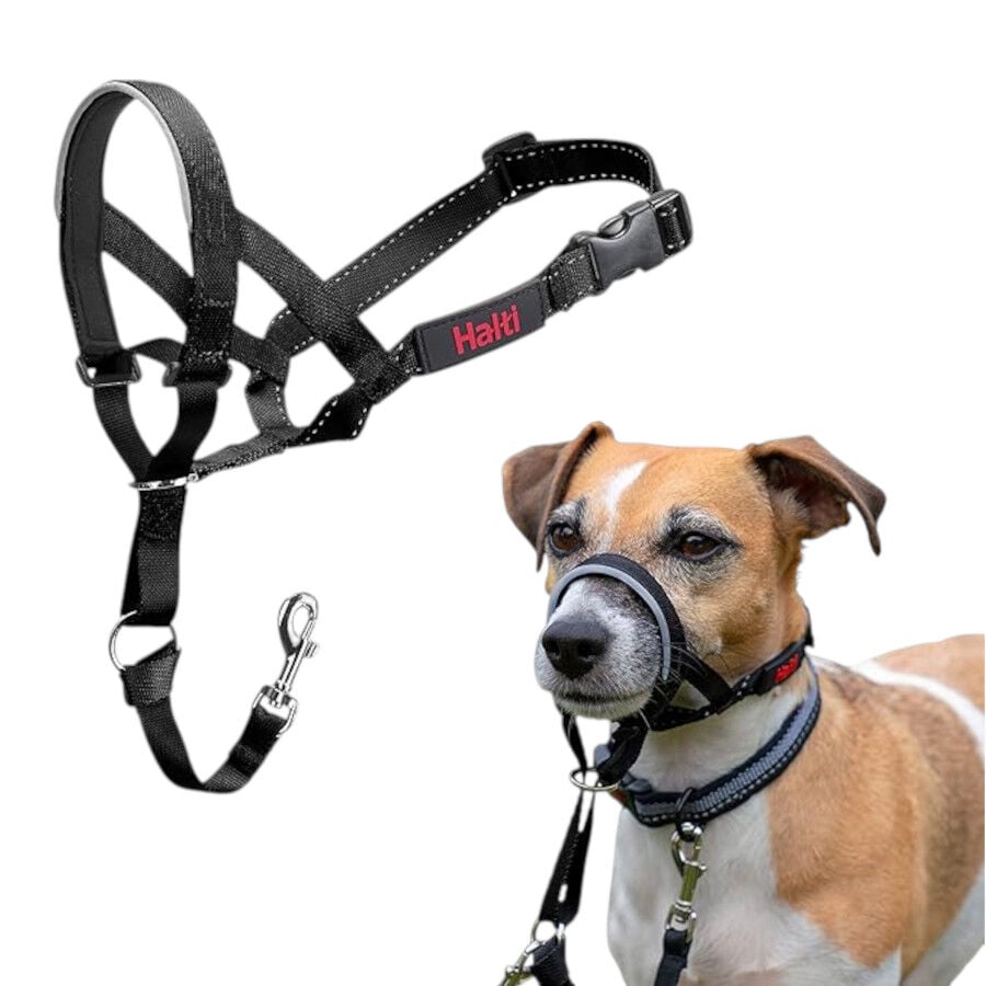 Halti collar con bozal de tela negro para perros, , large indicador imagen numero 2
