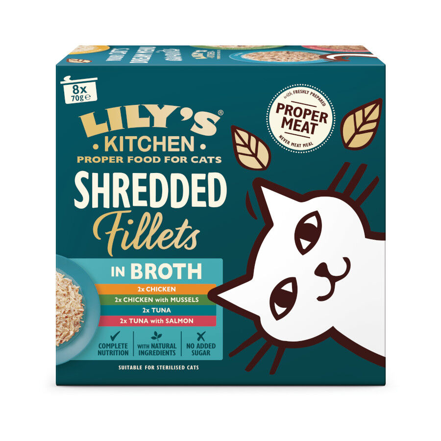 8 latas x 70 g Lily's Kitchen Shredded Filetes lata para gatos, , large Imagen numero 1