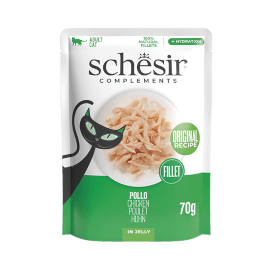 70 g Schesir Filetes de pollo en Gelatina sobre&nbsp;para gatos&nbsp;, , large Imagen numero 1
