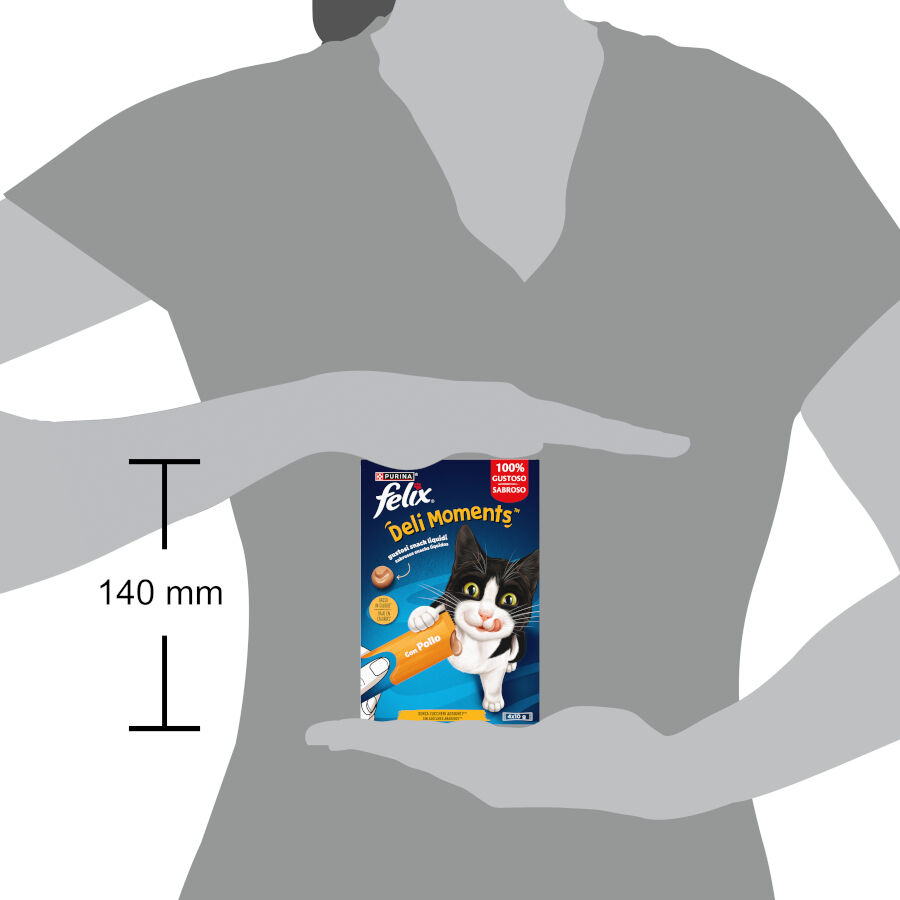4 sobres x 10 g Purina Felix Deli Moments con Pollo Snack l&iacute;quido para gatos, , large indicador imagen numero 3