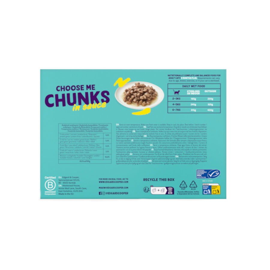 24 latas x 85 g Edgard & Cooper multipack chunks comida para gatos, , large indicador imagen numero 2