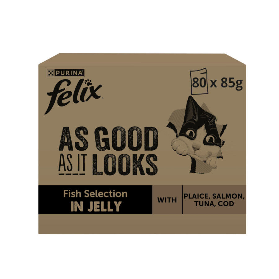 80 sobres x 85 g Felix Fantastic Fest&iacute;n del Mar sobres en gelatina para gatos, , large indicador imagen numero 1