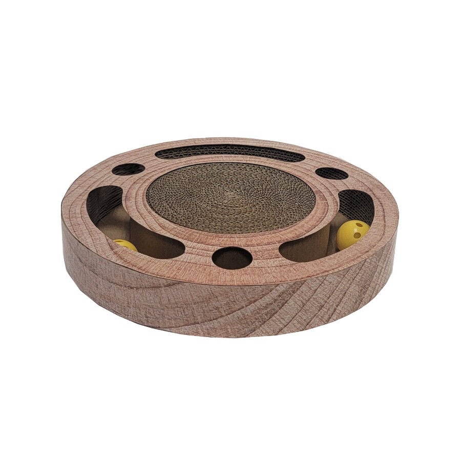 Leeby Pelusa rascador de cart&oacute;n con bola y estampado madera para gatos, , large indicador imagen numero 3