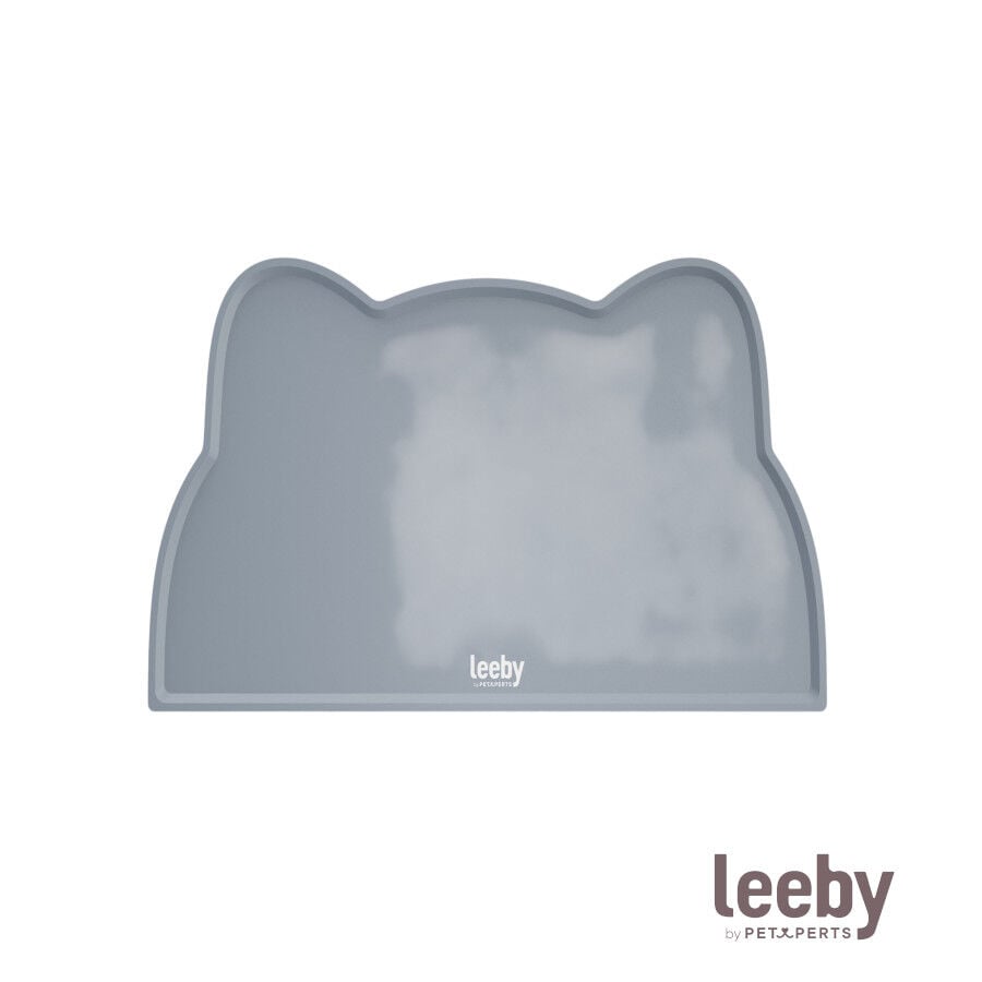 Leeby Alfombrilla Antideslizante Comedero forma Gato Gris para perros y gatos, , large indicador imagen numero 2