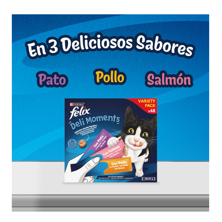 48 sobres x 10 g Felix Deli Moments Snack l&iacute;quido para gatos - Multipack, , large indicador imagen numero 3