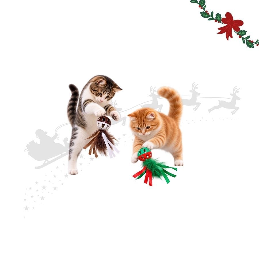 Wonder Christmas Pelota con Plumas y Cascabel Juguete para gatos, , large Imagen numero 1