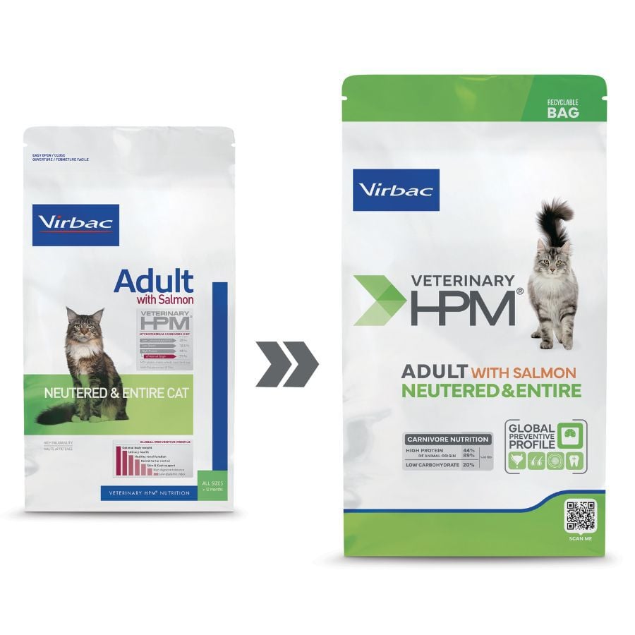 3 kg Virbac HPM Veterinary Pienso Salm&oacute;n para gatos adultos, , large indicador imagen numero 2