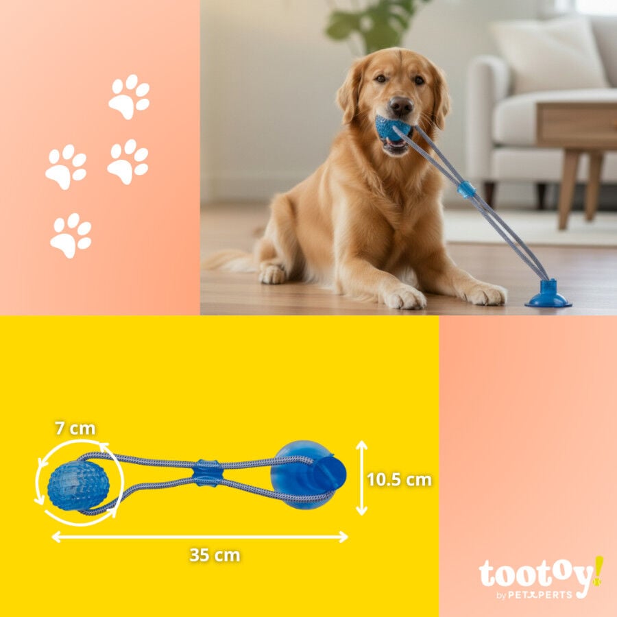 Tootoy! Mordedor de Cuerda con Pelota y Ventosa Azul para perros, , large indicador imagen numero 5