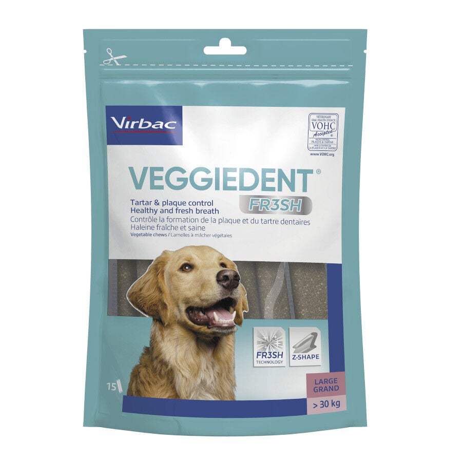 15 barritas Virbac Snacks Dentales Veggiedent Fresh para perros de raza grande, , large indicador imagen numero 1
