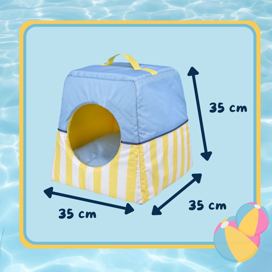 Summer Vibes Cama Cueva Azul y Amarillo para gatos, , large indicador imagen numero 4