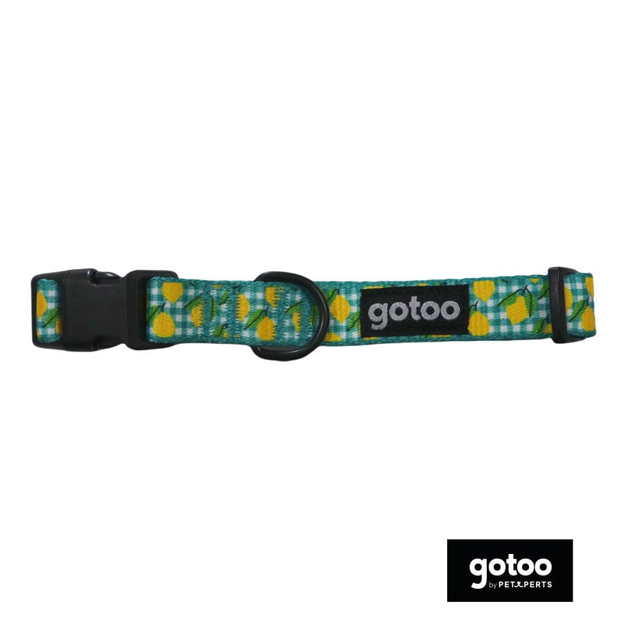 Gotoo Collar cuadro vichy amarillo para perro