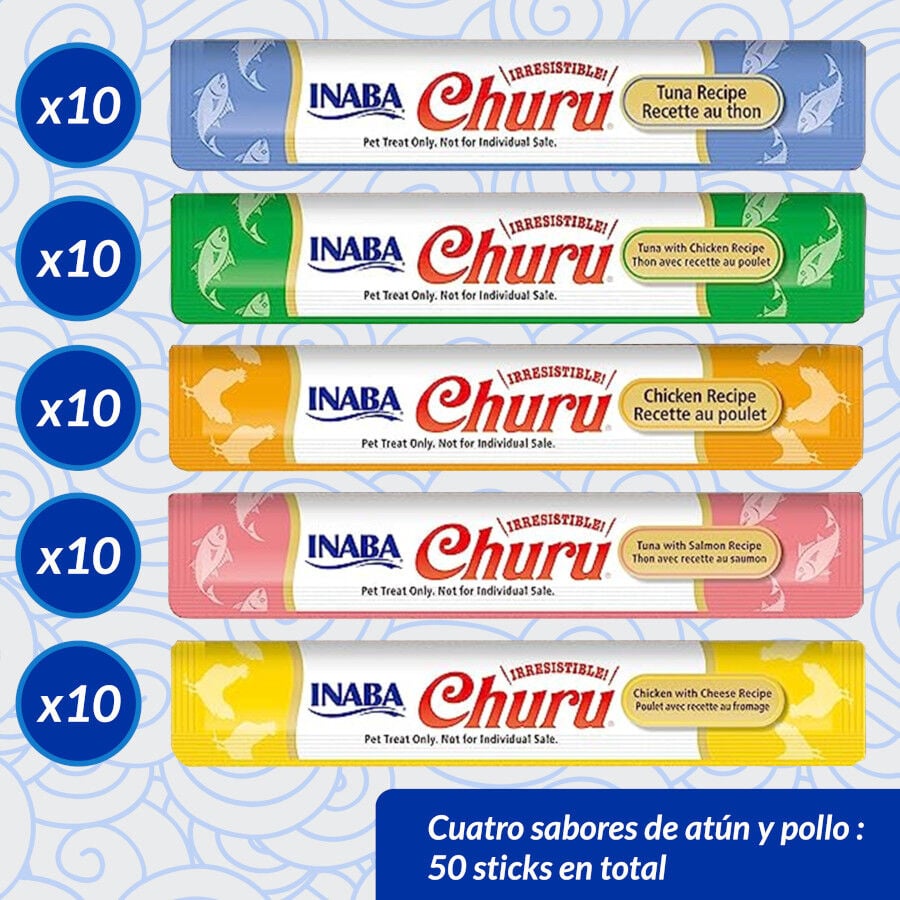 50 sobres x 14 g Churu Snack Cremoso Variedades de At&uacute;n y Pollo para gatos, , large indicador imagen numero 7