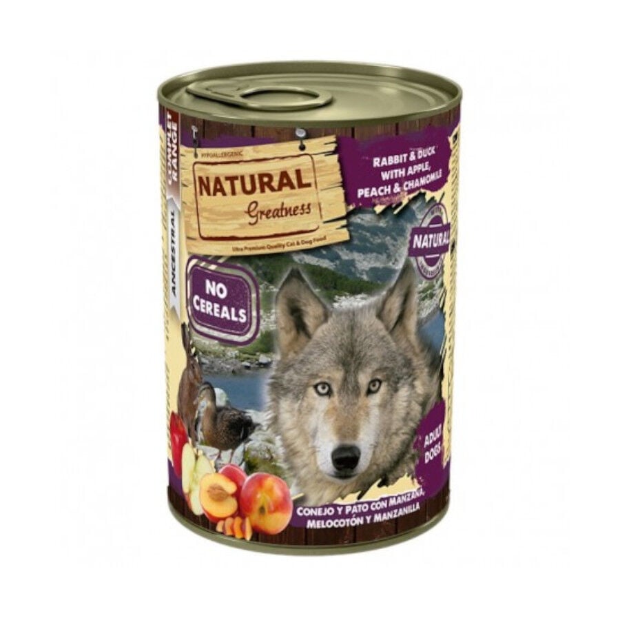 400 g Natural Greatness Conejo y Pato Lata para perros, , large Imagen numero 1