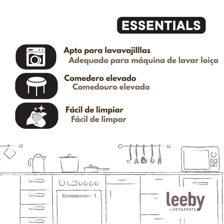 Leeby Comedero Doble de Cer&aacute;mica Blanco para gatos, , large Imagen numero 5