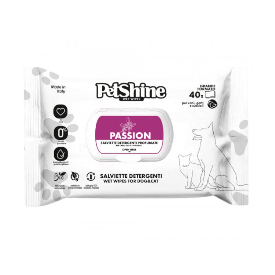 PetShine Toallitas H&uacute;medas Passion para perros y gatos