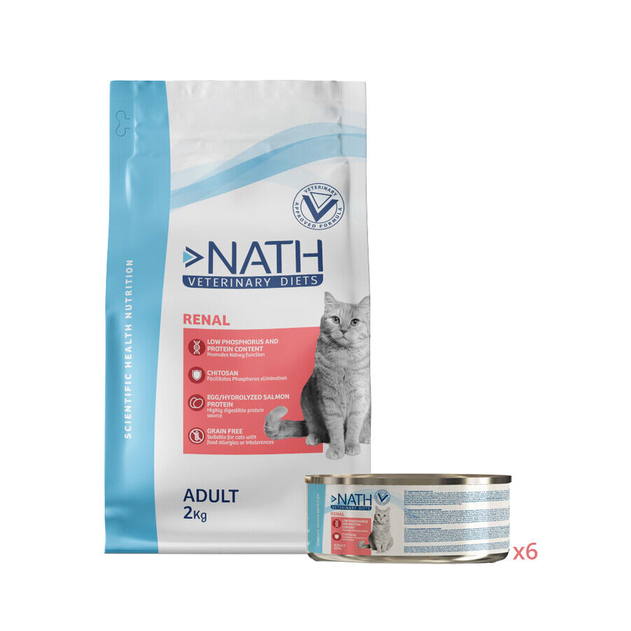 2 kg + 6 latas x 200 g Pack Nath Renal - pienso y comida h&uacute;meda para gato, , large Imagen numero 1