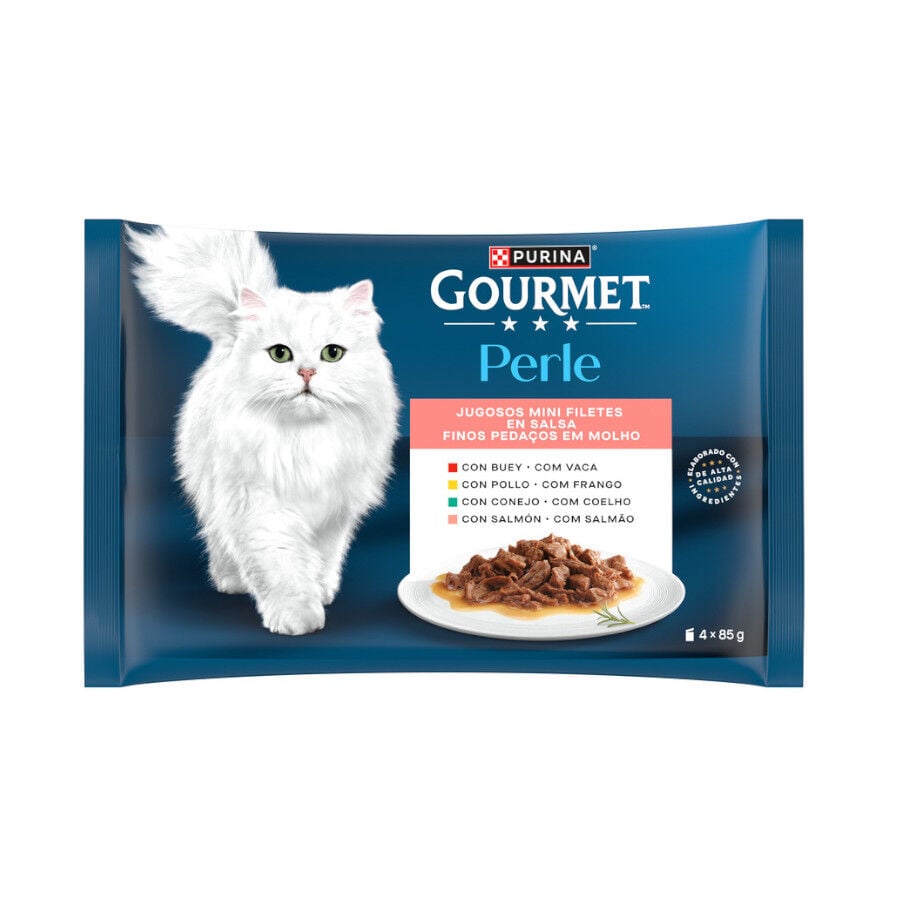 4 sobres x 85 g Gourmet Perle Filetes en salsa sobre para gatos, , large indicador imagen numero 1