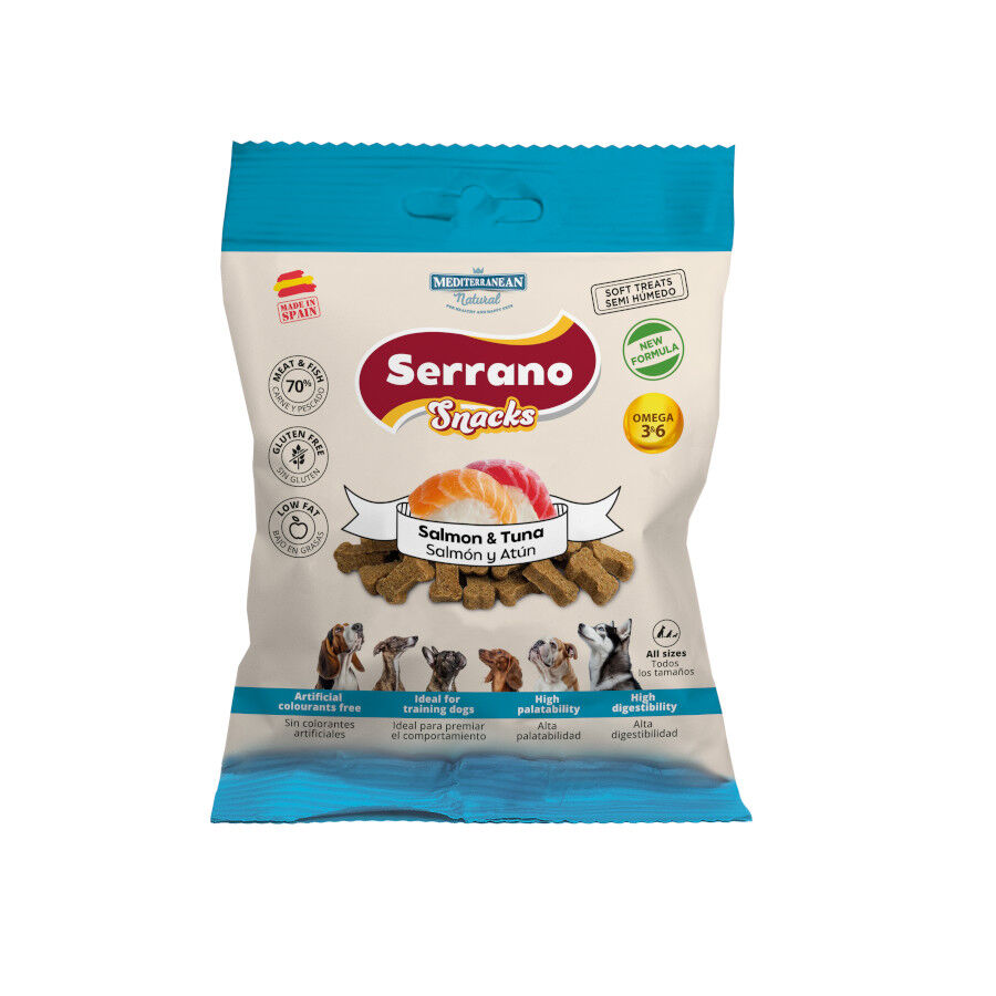 Mediterranean Natural Serrano Galletas Salm&oacute;n y At&uacute;n para perros