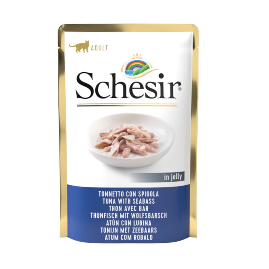 85 g Schesir Adult at&uacute;n con lubina sobre para gatos, , large Imagen numero 1