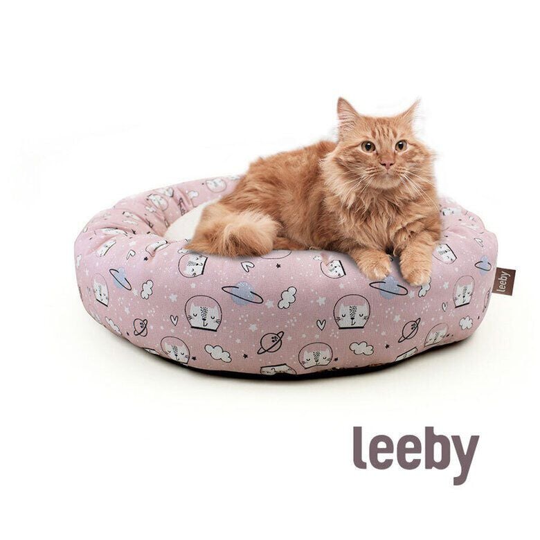 Leeby Cama Donut Antideslizante Estampado Comic Rosa para gatos, , large indicador imagen numero 2