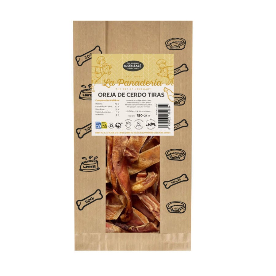 150 g Hobbitalf Tiras Oreja de Cerdo Snack para perros, , large Imagen numero 1