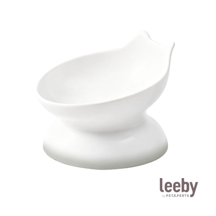 Leeby Comedero Elevado Inclinado de Cer&aacute;mica Blanco para gatos, , large Imagen numero 2