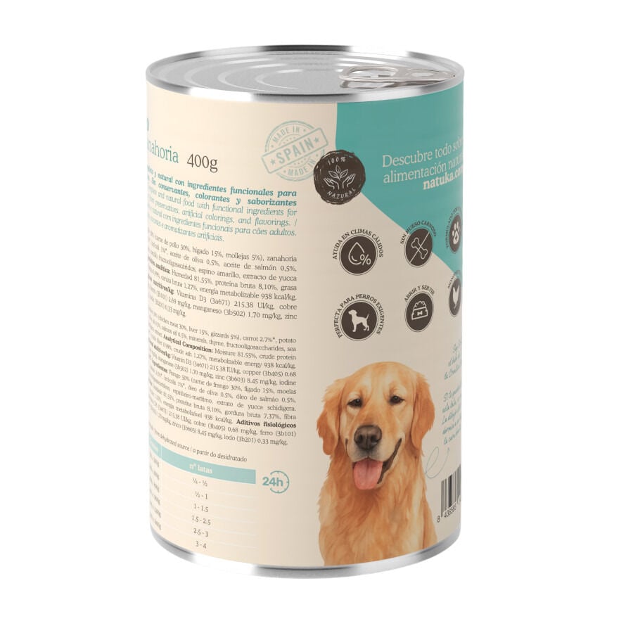 Natuka Comida H&uacute;meda Lata Pollo y Zanahorias para perros, , large indicador imagen numero 2