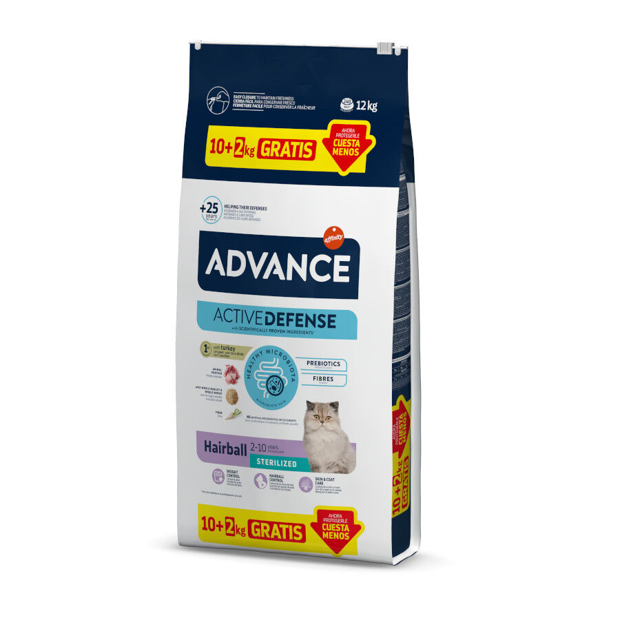 12 kg (10 + 2 kg &iexcl;gratis!) Advance Sterilized Hairball Pavo y Cebada pienso para gatos, , large Imagen numero 1