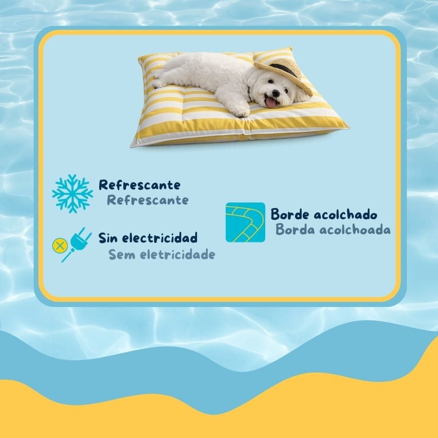 Summer Vibes Cama Rectangular Refrescante Amarilla para perros, , large indicador imagen numero 3