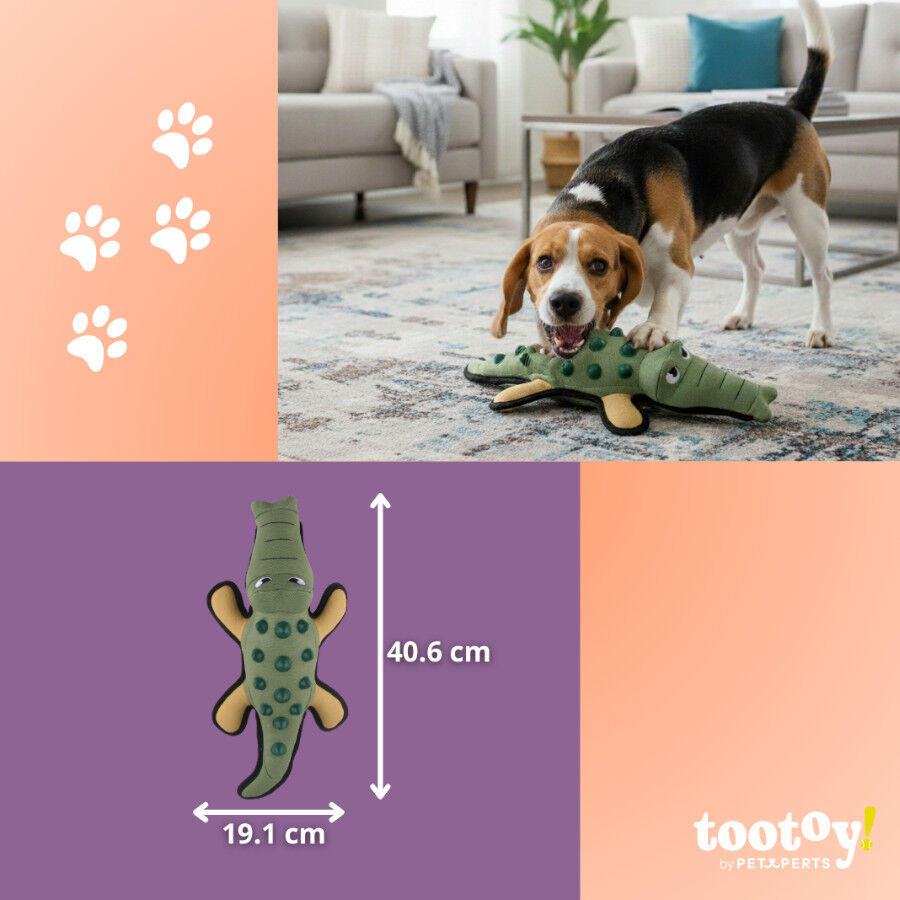 Tootoy! Peluche Mordedor Resistente Cocodrilo para perros, , large indicador imagen numero 5