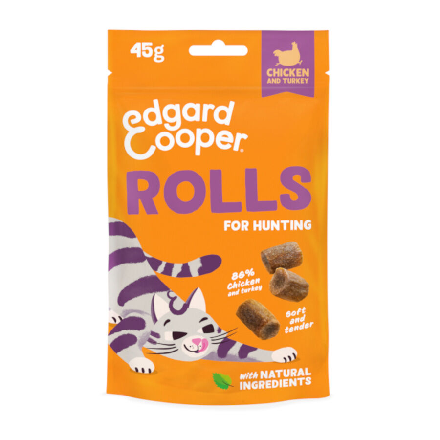 45 g Edgard & Cooper Rollitos Pollo y Pavo para gatos, , large indicador imagen numero 1