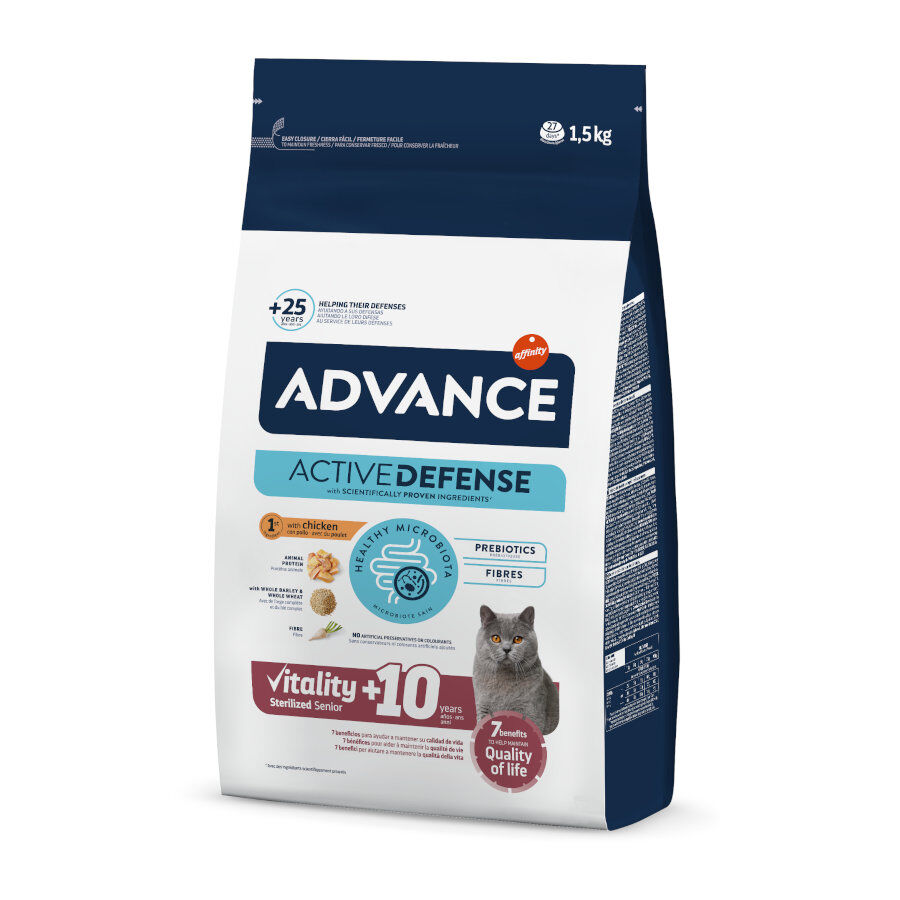 1.5 kg Advance Sterilized +10 pollo y cebada pienso para gatos, , large Imagen numero 1