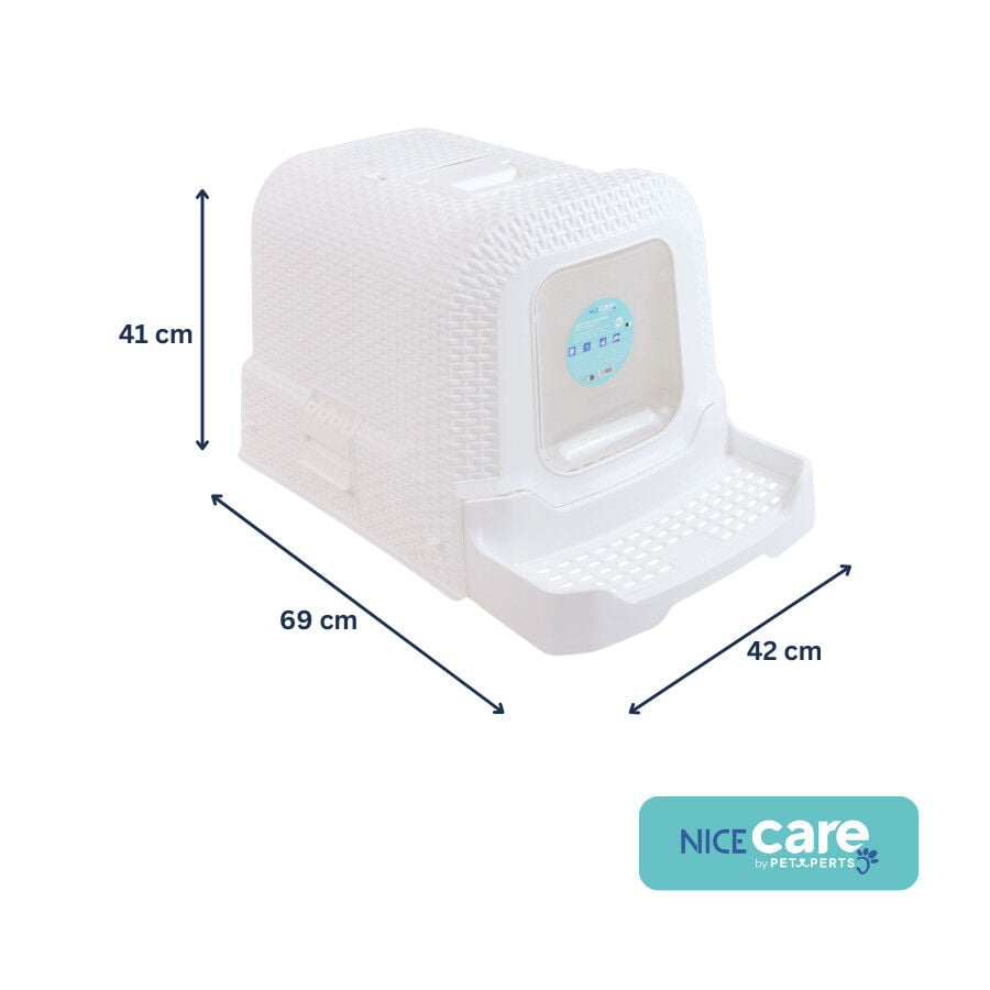 Nice Care Rat&aacute;n Arenero Cerrado Blanco para gatos, , large indicador imagen numero 3