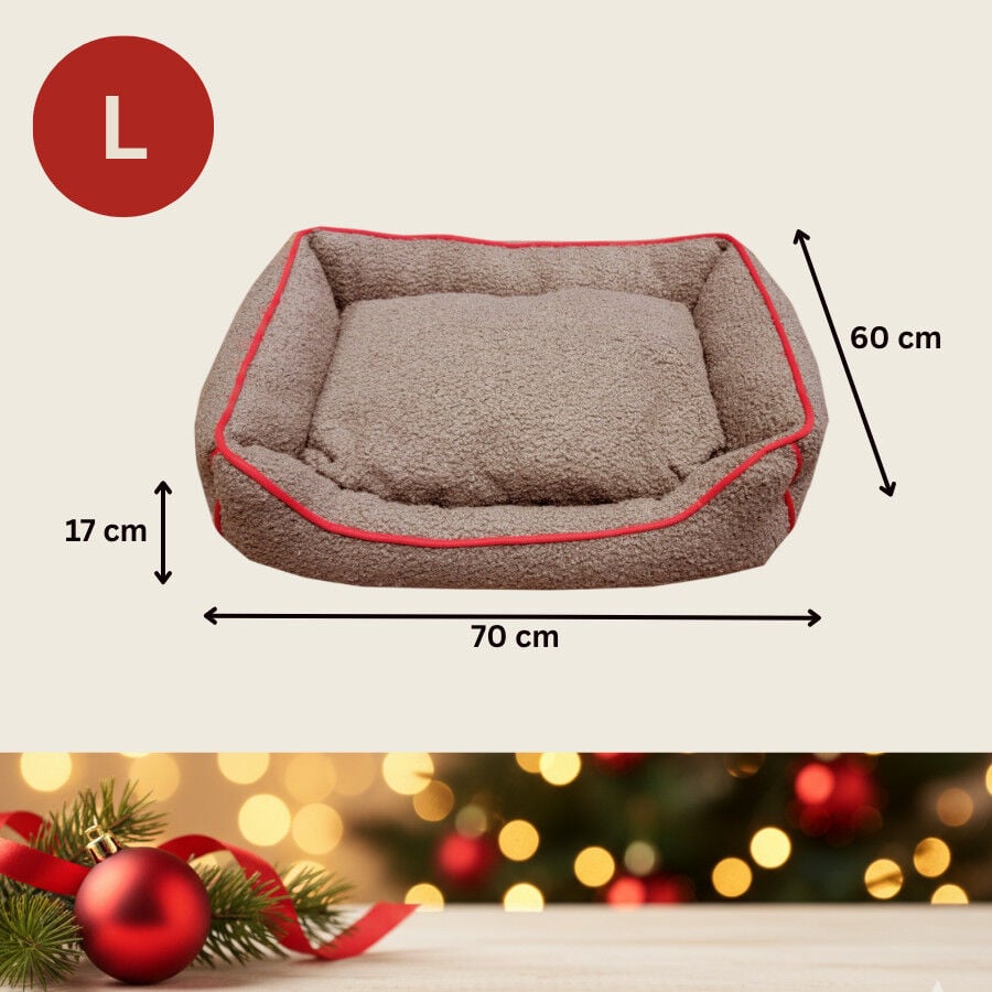 Wonder Christmas Cama Navide&ntilde;a Marr&oacute;n y Roja para perros, , large Imagen numero 4