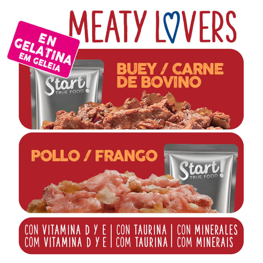 12 latas x 100 g Start Cat Carne con Pollo y Pescado en Gelatina sobre para gatos, , large Imagen numero 3
