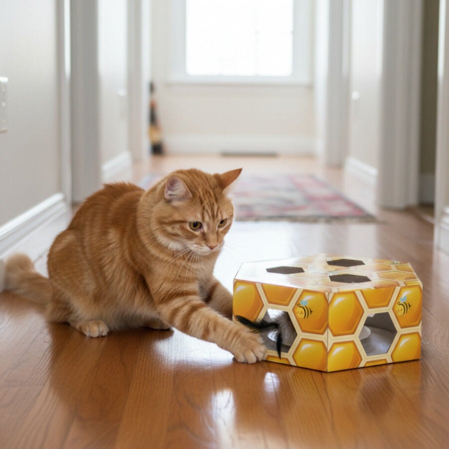 Tootoy! Panal de abeja interactivo con plumas para gatos, , large Imagen numero 1