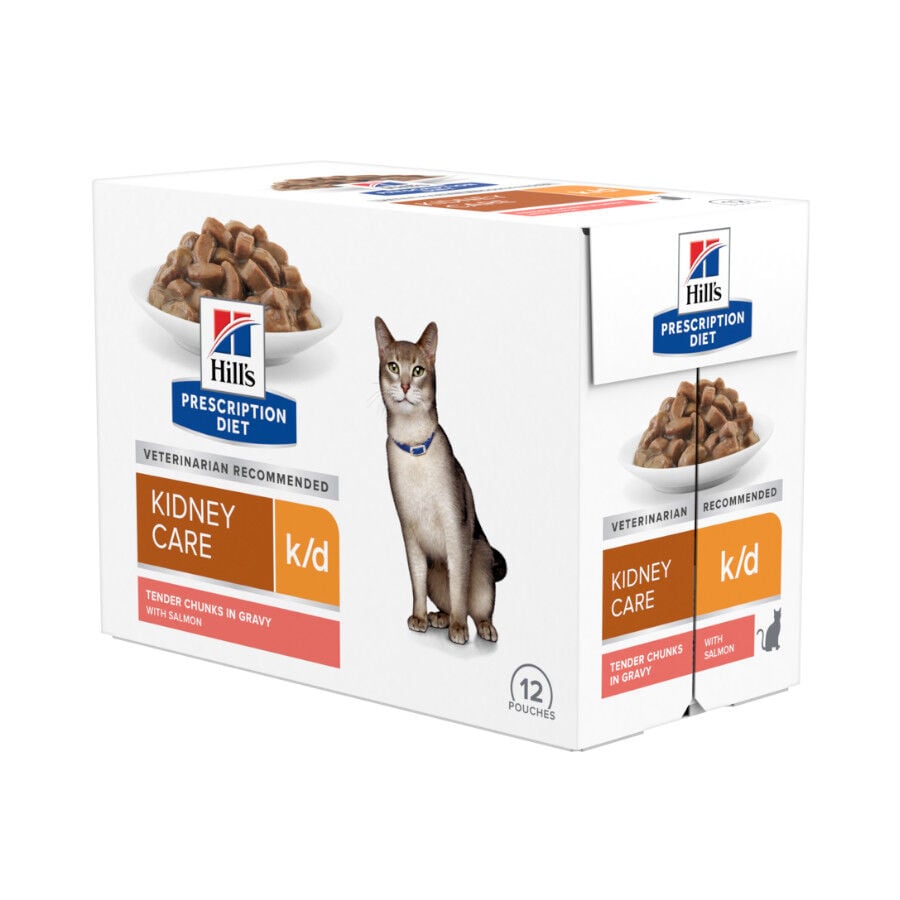 12 sobres x 85 g Hill's Prescription k/d Diet Kidney Care Salm&oacute;n sobre en salsa para gatos, , large Imagen numero 1