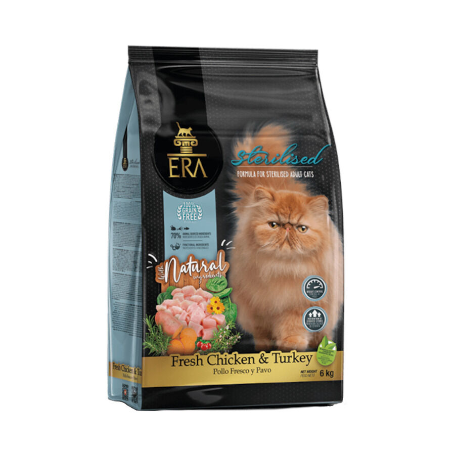 6 kg ERA Grain Free Pollo y Pavo Pienso para gatos esterilizados, , large Imagen numero 1