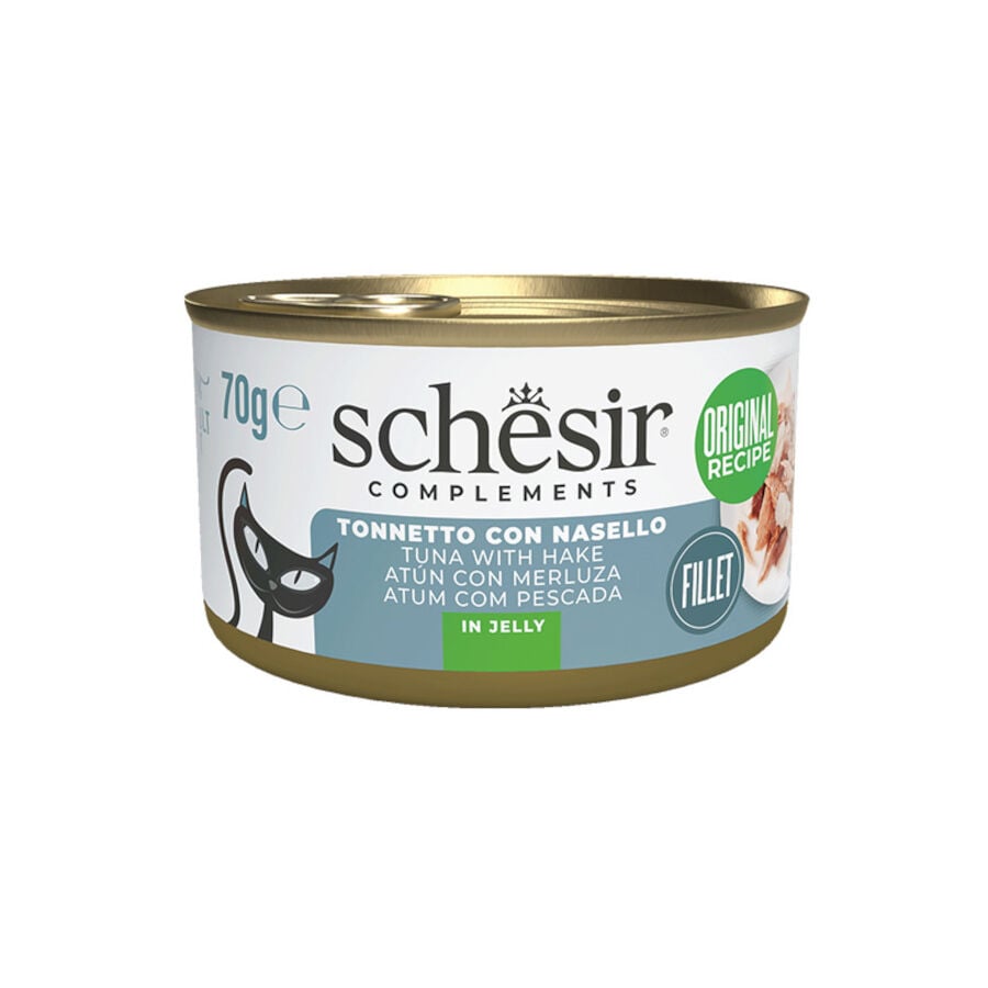 Schesir At&uacute;n con Merluza en Gelatina lata para gatos